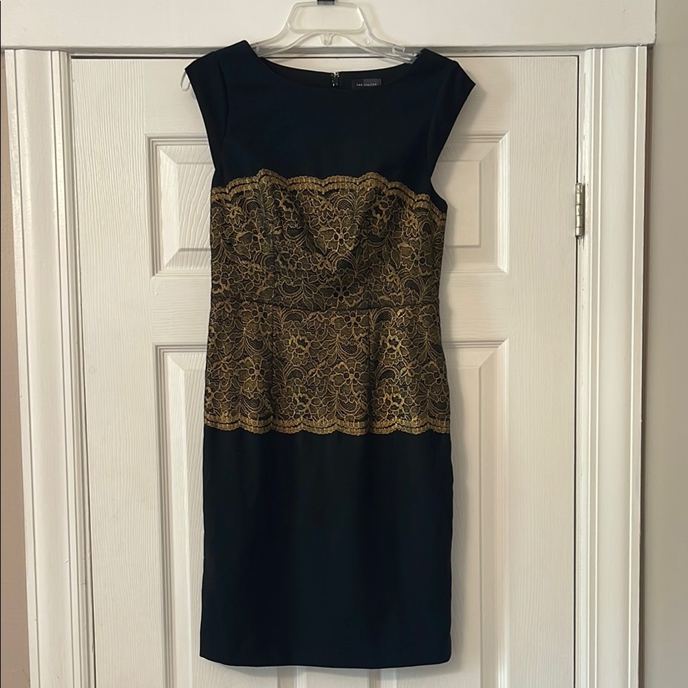 The Limited Blue Gold Sheath Mini Cocktail Dress